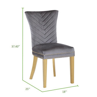 Sunvega Gold Velvet Upholstered Dining Chairs with Tufted Design and Metal Legs