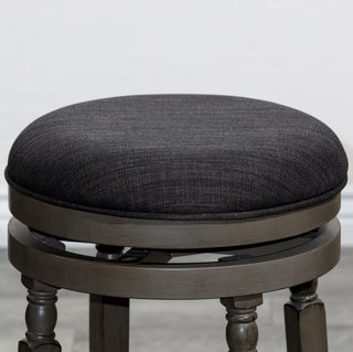 Sunvega 30 Inch Bar Stool with Weathered Gray Finish and Beige Fabric Seat