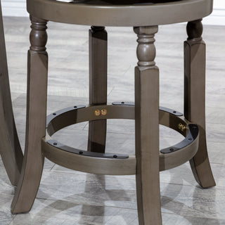 Sunvega Weathered Gray Finish 24 Inch Counter Stool with Charcoal Fabric Seat