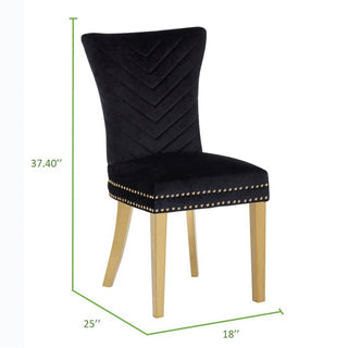 Sunvega Gold Velvet Upholstered Dining Chairs with Tufted Design and Metal Legs