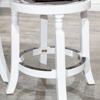 Sunvega 30 Inch Bar Stool with Weathered Gray Finish and Beige Fabric Seat