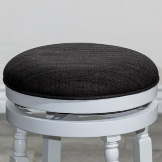 Sunvega 30 Inch Bar Stool with Weathered Gray Finish and Beige Fabric Seat
