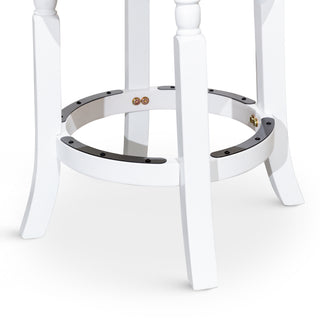 Sunvega 30 Inch Bar Stool with Weathered Gray Finish and Beige Fabric Seat