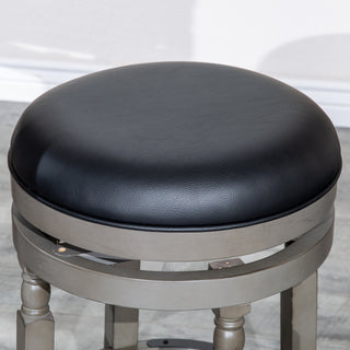 Sunvega 30 Inch Bar Stool with Weathered Gray Finish and Beige Fabric Seat