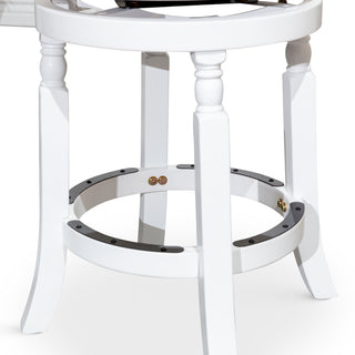 Sunvega 30 Inch Bar Stool with Weathered Gray Finish and Beige Fabric Seat