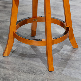 Sunvega 24 Inch Counter Height X-Back Swivel Stool with Beige Fabric Seat and Cherry Finish