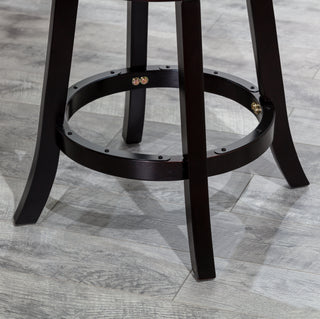 Sunvega 24 Inch Counter Height X-Back Swivel Stool with Beige Fabric Seat and Cherry Finish