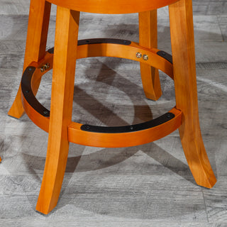 Sunvega 30 Inch Bar Stool with Beige Fabric Seat and Cherry Finish
