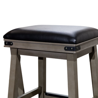 Sunvega 30 Inch Bar Stool with Black Leather Seat and Espresso Finish