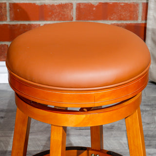 Sunvega 30 Inch Bar Stool with Beige Fabric Seat and Cherry Finish