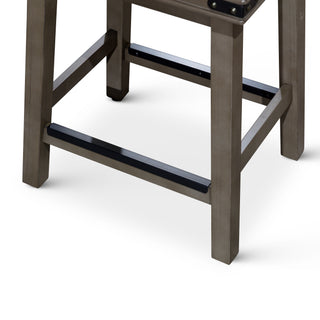 Sunvega 30 Inch Bar Stool with Black Leather Seat and Espresso Finish