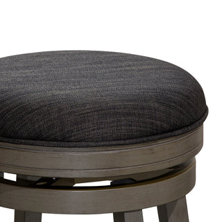 Sunvega 24 Inch Counter Stool with Beige Fabric Seat and Cherry Finish