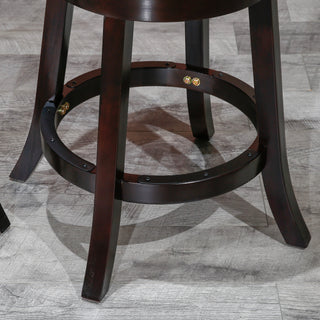 Sunvega 30 Inch Bar Stool with Beige Fabric Seat and Cherry Finish