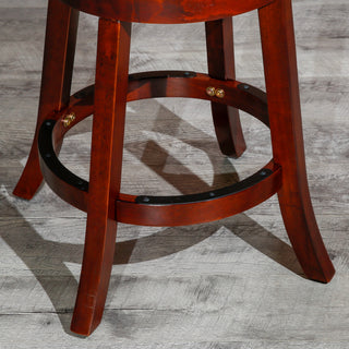 Sunvega 30 Inch Bar Stool with Beige Fabric Seat and Cherry Finish