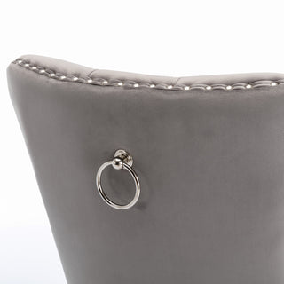 Sunvega Modern High-end Tufted Velvet Upholstered Dining Chair with Chrome Legs and Nailhead Trim