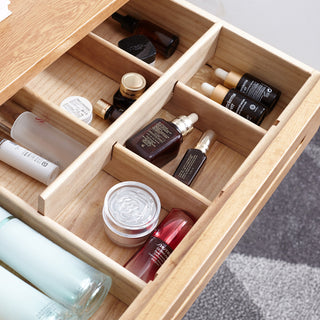 Sunvega 60cm Natural Wood Compact Dresser Bistro Table with Storage Drawer