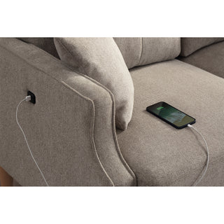Sunvega Waterproof Fabric Loveseat Sofa with USB Charge Port and 2 Pillows