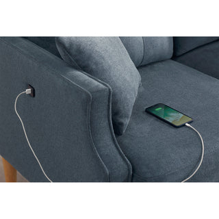 Sunvega Waterproof Fabric Loveseat Sofa with USB Charge Port and 2 Pillows