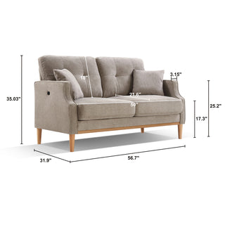 Sunvega Waterproof Fabric Loveseat Sofa with USB Charge Port and 2 Pillows