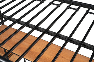 Sunvega Sturdy Metal Twin Size Loft Bed with Built-in Desk and Shelves