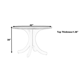 Sunvega Mid-Century Round Dining Table with Solid Wood Legs for Small Spaces