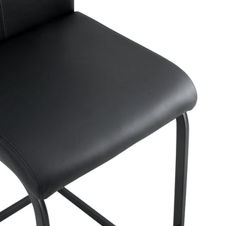 Sunvega Black PU Leather Barstool Set of 2 with Backrest and Footrest for Kitchen