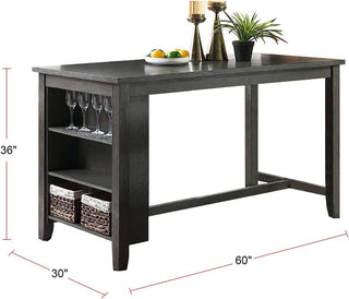 Sunvega Modern Counter Height Dining Table with Storage Shelves for Kitchen Breakfast