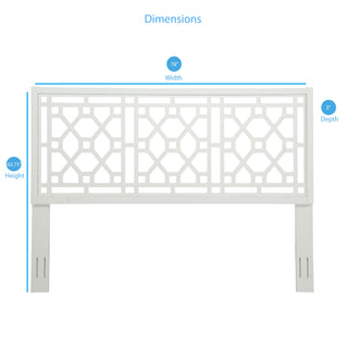 Sunvega King Chippendale White Headboard Made of Durable Poplar Wood