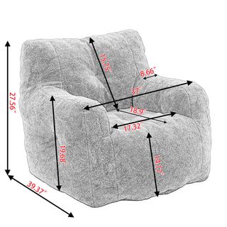 Sunvega Soft Teddy Velvet Fabric Tufted Bean Bag Chair with Ergonomic Backrest