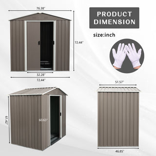 Sunvega 6x5ft Outdoor Metal Storage Shed with Sliding Doors and Punched Vents