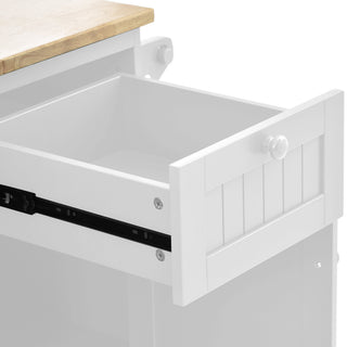 Sunvega White Kitchen Island Cart with Storage Cabinet and Two Locking Wheels for Kitchen Room