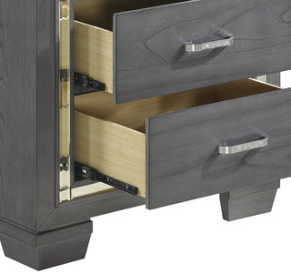 Sunvega Silver Faux Alligator Embossed Nightstand with 2 Dovetail Drawers and LED Lighting