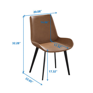 Sunvega Modern Brown Dining Chair with Black Metal Legs and Ergonomic Seat Design