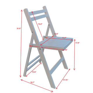 Sunvega Solid Wood Folding Chairs with Slatted Seat and Open Back for Events Set of 4