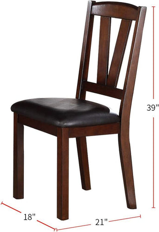 Sunvega Dark Walnut Wood Framed Dining Chairs with Faux Leather Cushion Seats