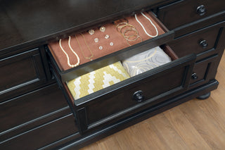 Sunvega Grayish Brown Wooden Dresser with 7 Dovetail Drawers and Antique Pewter Knobs