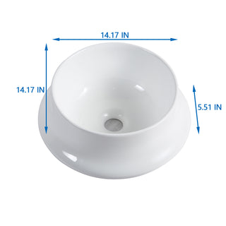 Sunvega White Ceramic Vessel Bathroom Sink Basin with Hydro-Repellent Surface