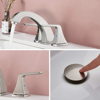 Sunvega Widespread Two Handle Bathroom Faucet with Pop Up Drain Brushed Nickel