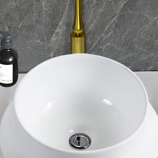 Sunvega White Ceramic Vessel Bathroom Sink Basin with Hydro-Repellent Surface