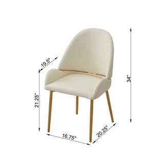 Sunvega Modern PU Leather Dining Chair with Metal Legs in Beige Set of 2