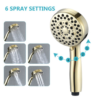 Sunvega High Pressure Handheld Shower Head with Hose and 5 Chrome Spray Modes