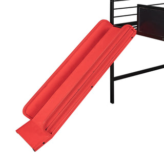 Sunvega Twin Size Metal Loft Bed with Slide and Two-Sided Writable Wooden Board