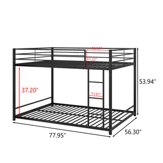 Sunvega Full Over Full Metal Bunk Bed with Safety Guard Rails and Ladder, No Box Spring Needed