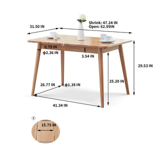Sunvega Solid Oak Extendable Round Corner Dining Table for 6-8 People