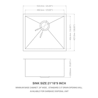 Sunvega 32x19 Inch Undermount Kitchen Sink with Superior Drainage and Soundproofing
