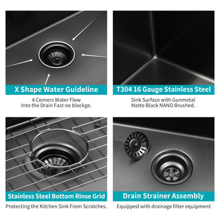 Sunvega 32x19 Inch Undermount Kitchen Sink with Superior Drainage and Soundproofing