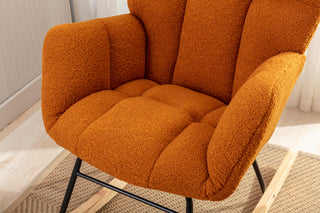 Sunvega Teddy Fabric Rocking Chair with Adjustable Footrest for Living Room