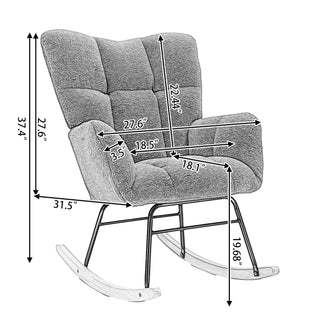 Sunvega Teddy Fabric Rocking Chair with Adjustable Footrest for Living Room