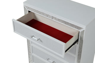 Sunvega Crystal Chest with Wood Frame and White Finish for Essentials Storage