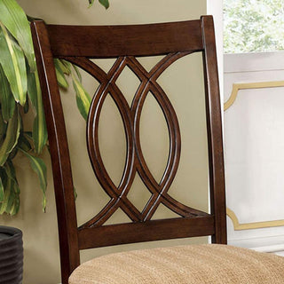 Sunvega Brown Cherry Padded Fabric Dining Chairs Set of 2 Side Chairs